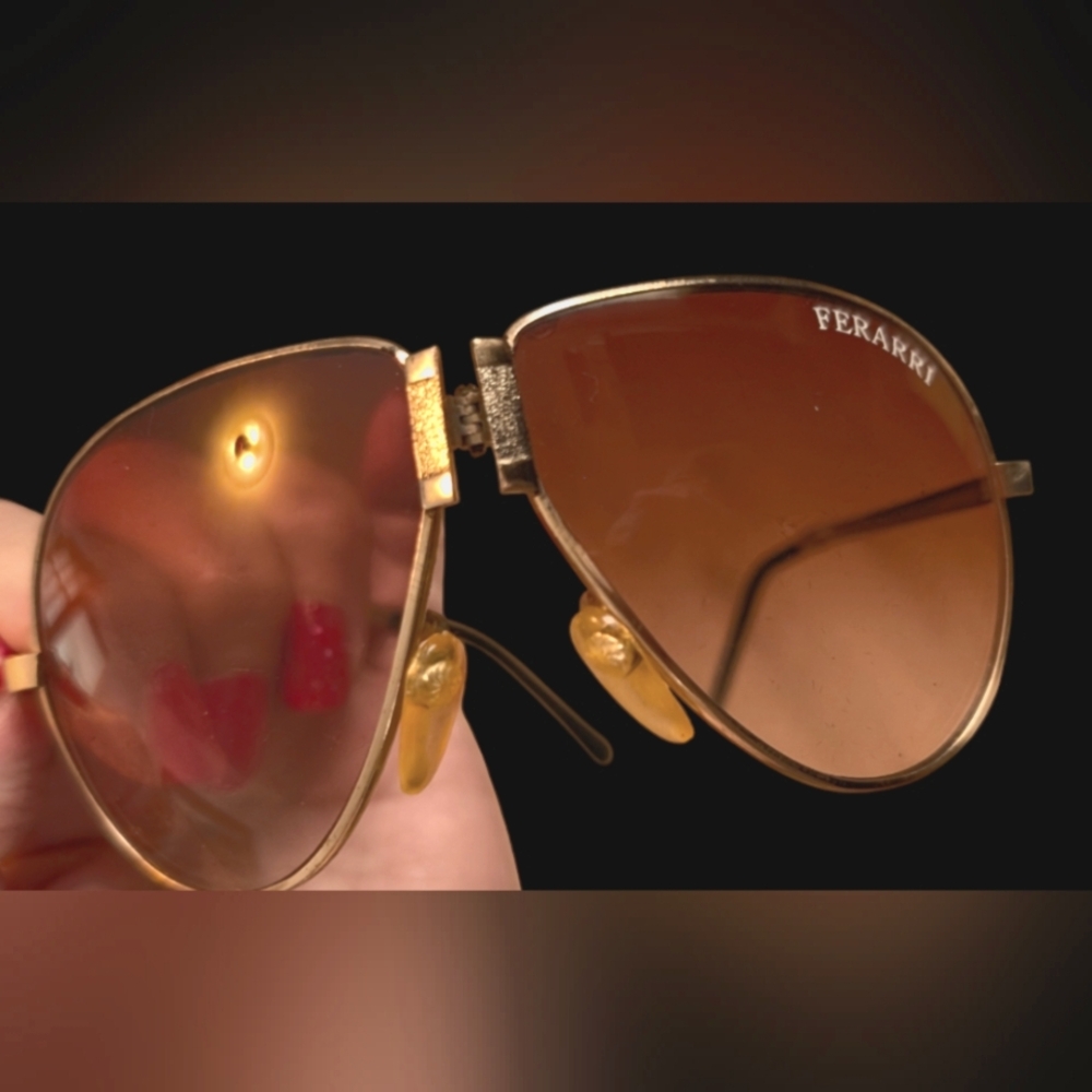 Ferrari Gold Folding Aviator Sunglasses